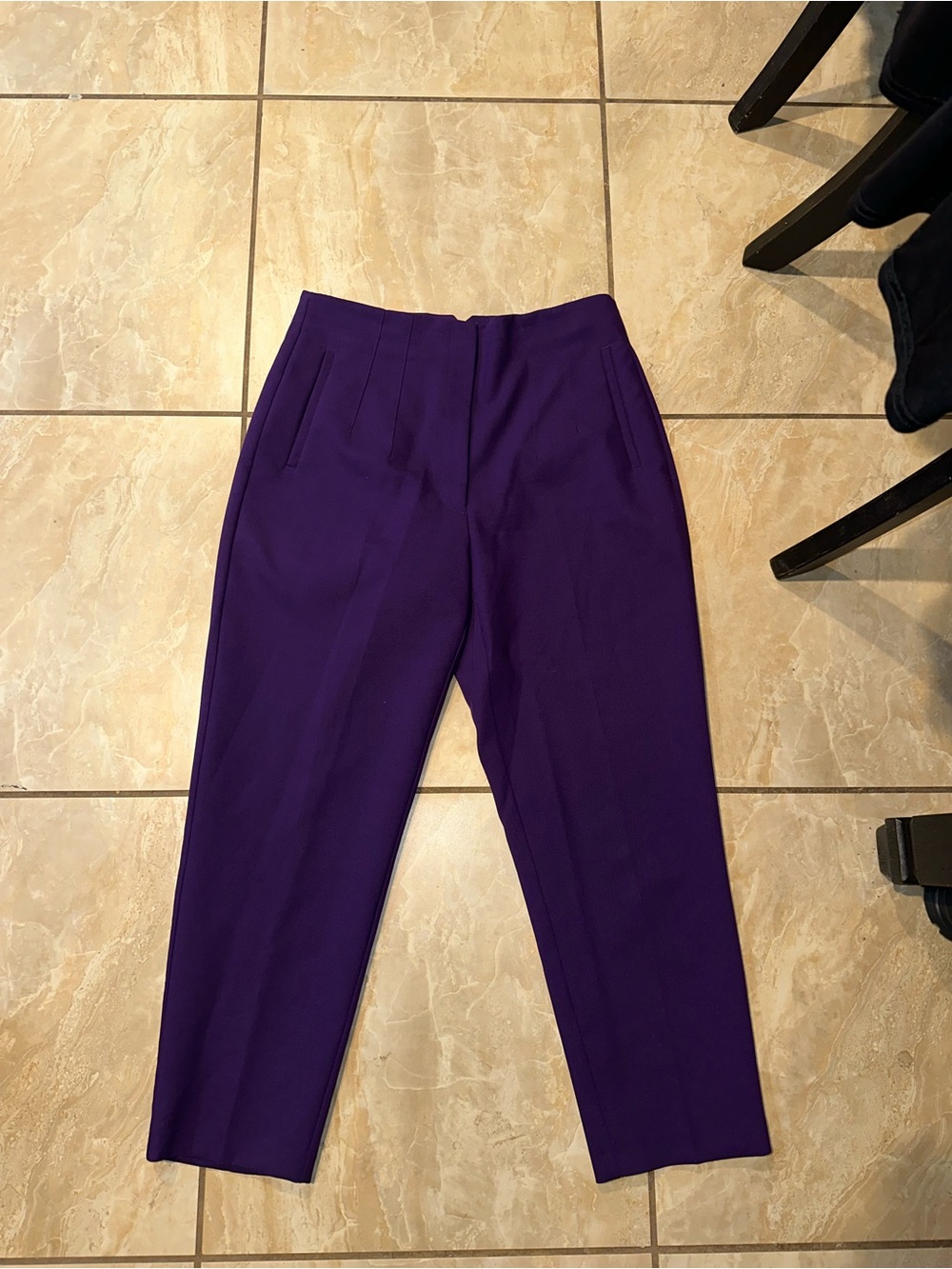 Purple ZARA STRAIGHT LEG HIGH RISE TROUSERS SIZE XL